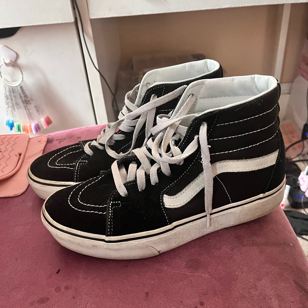Vans Black and White High-Top Sneakers